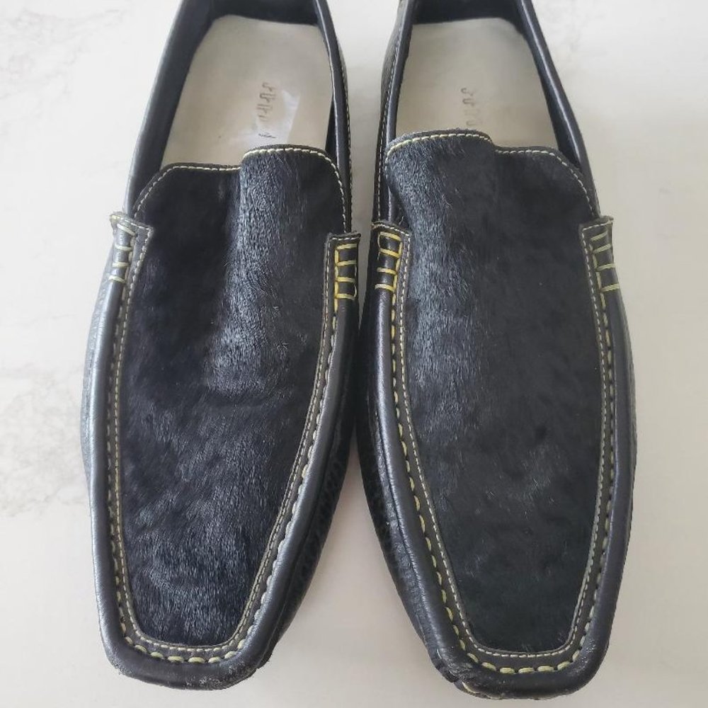 Juno New York Men's Black Hide & Leather Loafers  size 10.5 - 11 M